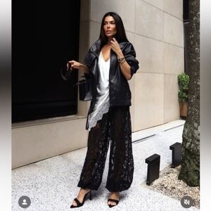 Zara Women Black Lace Balloon Pants S M NWT 1758/104